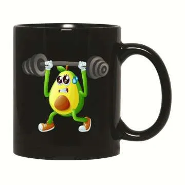 Fitness Lover's Cartoon Avocado Coffee Mug