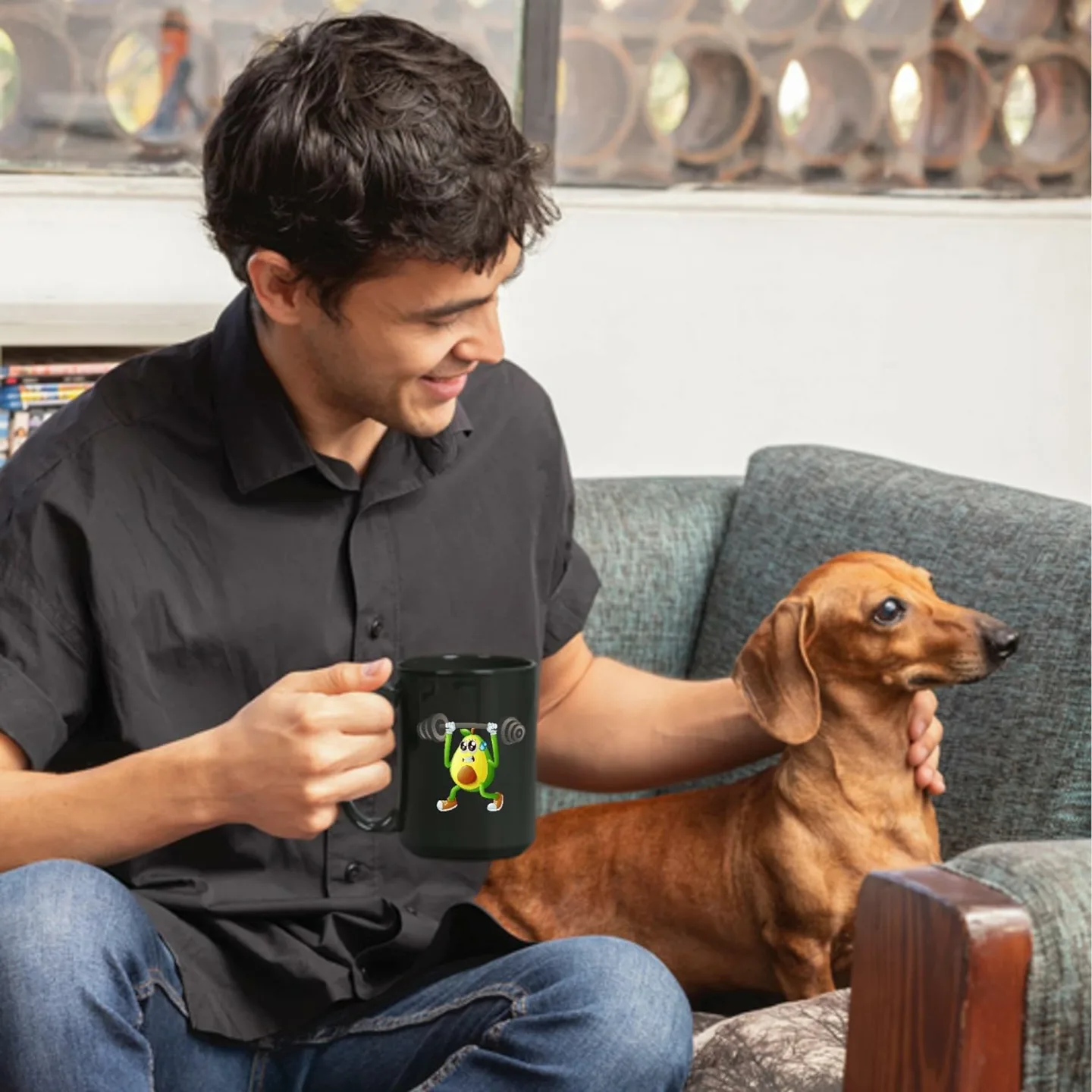 Fitness Lover's Cartoon Avocado Coffee Mug