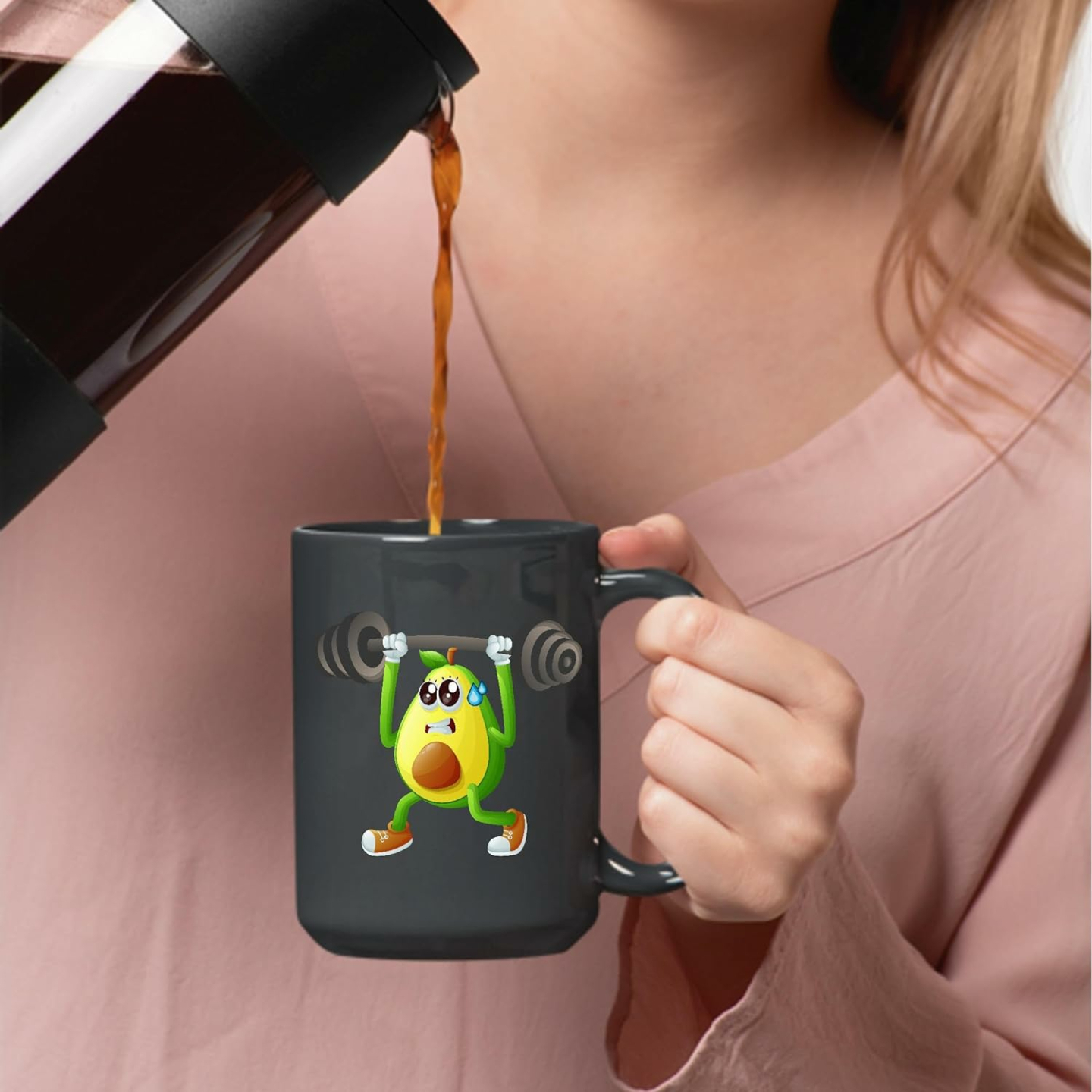 Fitness Lover's Cartoon Avocado Coffee Mug