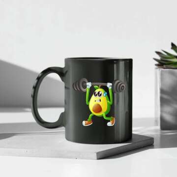 Fitness Lover's Cartoon Avocado Coffee Mug