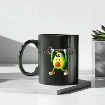 Fitness Lover's Cartoon Avocado Coffee Mug