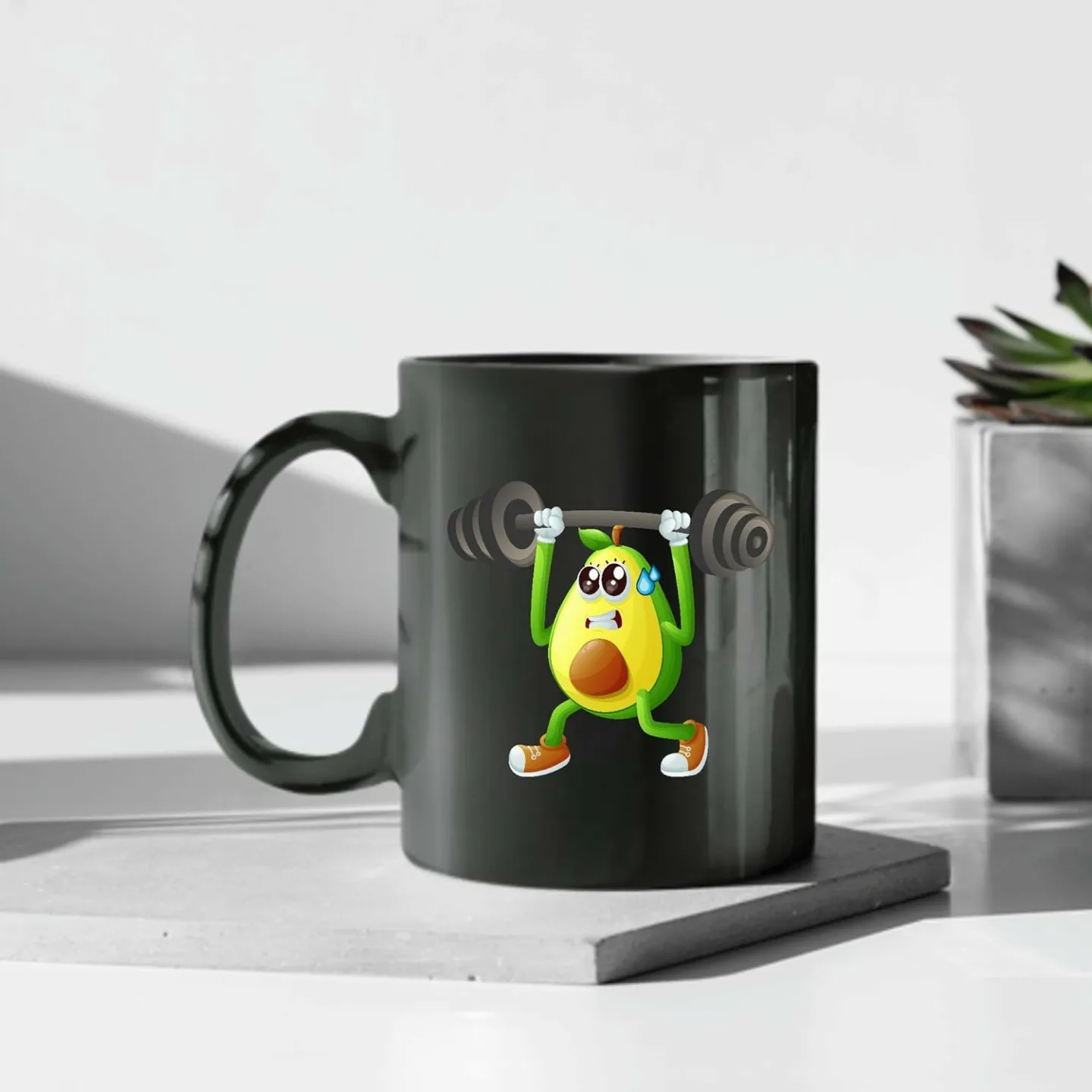 Fitness Lover's Cartoon Avocado Coffee Mug