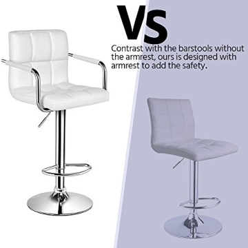Yaheetech Adjustable Swivel Bar Stools Set of 2 White PU Leather