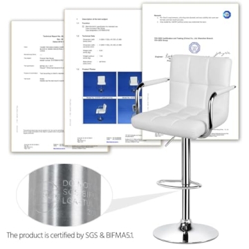 Yaheetech Adjustable Swivel Bar Stools Set of 2 White PU Leather