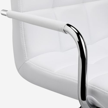 Yaheetech Adjustable Swivel Bar Stools Set of 2 White PU Leather