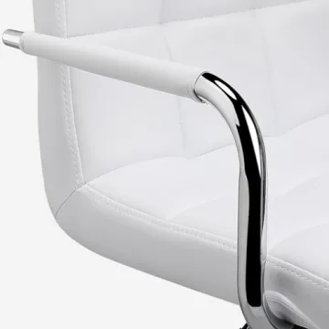 Yaheetech Adjustable Swivel Bar Stools Set of 2 White PU Leather