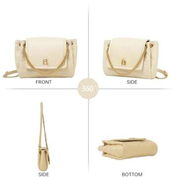 LAFESTIN Small Quilted Crossbody Bags For Women With Chain Strap, Trendy Small Shoulder Bag, Soft Clutch Women's Crossbody Handbags - Almond Yellow