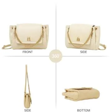 LAFESTIN Small Quilted Crossbody Bags For Women With Chain Strap, Trendy Small Shoulder Bag, Soft Clutch Women's Crossbody Handbags - Almond Yellow