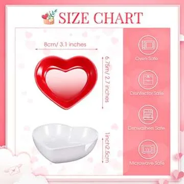 9 Pieces Heart Shaped Bowls Valentine's Day Multipurpose Ceramic Heart Sauce Dish Seasoning Heart Sh...