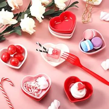 Heart-Shaped Ceramic Bowls - 9 Piece Set for All Occasions