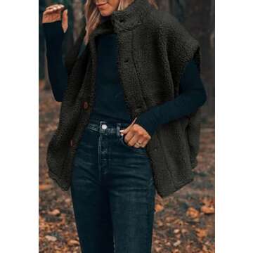 Shop Hongqizo Women’s Cozy Fuzzy Fleece Vest with Pockets
