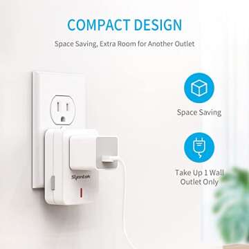 Syantek Remote Control Outlet Wireless Light Switch for Household Appliances, Expandable Remote Light Switch Kit, Up to 100 ft Range, FCC Certified, ETL Listed, White (3-1)