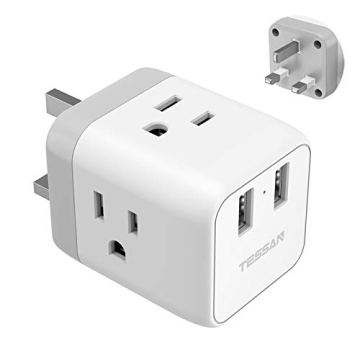 TESSAN US to UK Plug Adapter, Type G UK Travel Plug Adapter, Ireland Scotland Dubai Power Adapter wi...