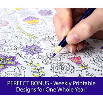 Coloring-On-The-Go Coloring Books for Adults & Grownups -74 Wild Nature Pages W/Durable Designed Pouch& Hardcover Spiral Bound Format-Deluxe Portable DIY Craft Creative Kit -Be Artistic Everywhere!