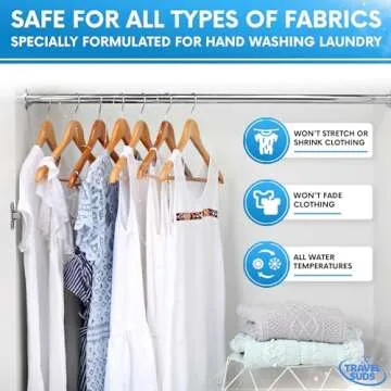 TravelSuds Laundry Detergent Sink Packets (20 pack) | Travel Laundry Detergent for Hand Washing in the Sink, Includes Free Sink Stopper | Pack of 20