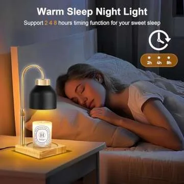 Holampco Candle Warmer Lamp, Adjustable Height Candle Lamp Warmer with Timer, Electric Dimmable Wax Melt Warmer for Jar Candles with 2 Bulbs, Gifts for Mom, Bedroom Home Decor Aesthetic (Black)
