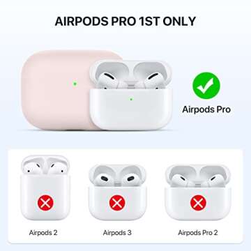 Miracase Upgrade Triple Layer Protective Liquid Silicone Case for AirPods Pro, 2019 Release LED Visible Shockproof Soft Skin Friendly Silicone Case, Pink