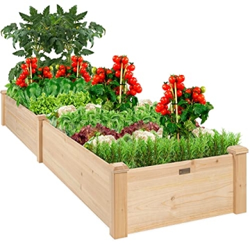 Durable 8x2ft Wooden Raised Garden Bed Planter for Gardens