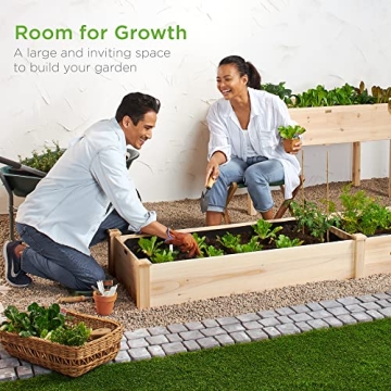 Durable 8x2ft Wooden Raised Garden Bed Planter for Gardens