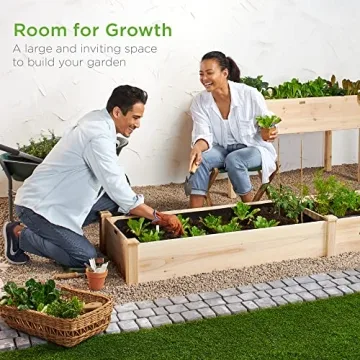 Durable 8x2ft Wooden Raised Garden Bed Planter for Gardens