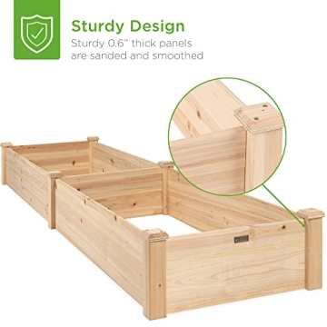 Durable 8x2ft Wooden Raised Garden Bed Planter for Gardens