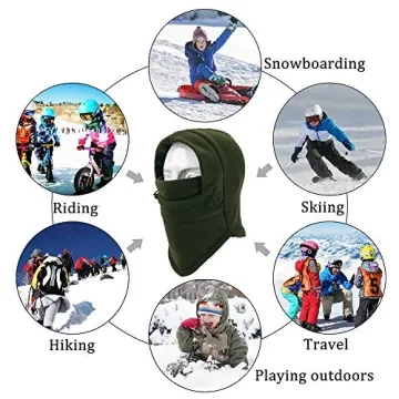 YQXCC Kids Winter Hats Balaclava Ski Mask Windproof Warm Adjustable with Fleece Lining Hat for Boys Girls Army Green