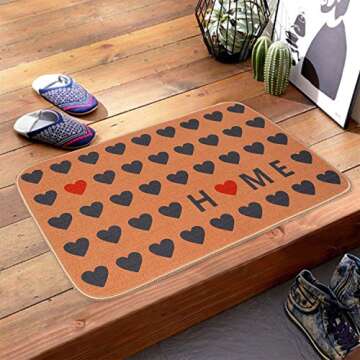 GROBRO7 Valentine's Day Doormat Gift Heartfelt Heart Linen Love Home Welcome Carpet Rubber Non-Slip ...
