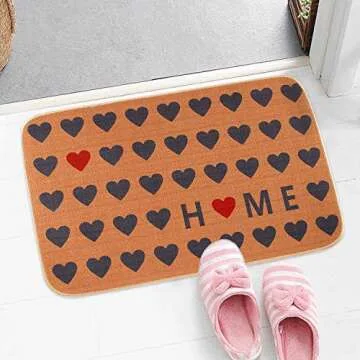 GROBRO7 Valentine's Day Doormat Gift Heartfelt Heart Linen Love Home Welcome Carpet Rubber Non-Slip Mats Reusable Floor Door Mat Holiday Decor Supplies for Home Valentine Party Gift 22.8 x 14.9 in