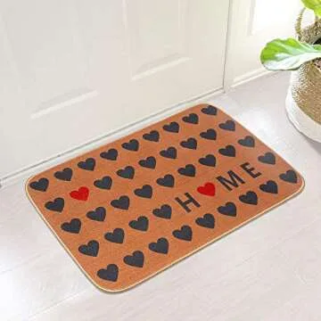 GROBRO7 Valentine's Day Doormat Gift Heartfelt Heart Linen Love Home Welcome Carpet Rubber Non-Slip Mats Reusable Floor Door Mat Holiday Decor Supplies for Home Valentine Party Gift 22.8 x 14.9 in
