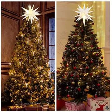 Kingdder 3 Pieces Moravian Star Light LED 3D Star Hanging Light Powered by Battery with Timer Function White Porch Light Holiday Decor for Indoor Outdoor Christmas Trees Balconies Courtyards (18 Inch)