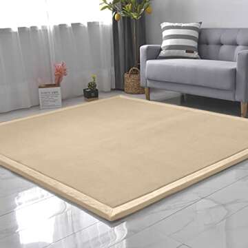 Loartee Nursery Rug Coral Velvet Crawling Rugs Mat Area Rugs Play Crawling Mat(5.0'x 6'8", Brown) for Toddler Children Play Mat Yoga Mat Exercise Pads Carpet