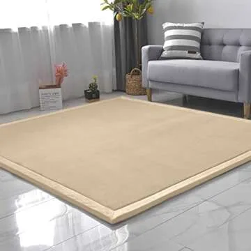 Loartee Nursery Rug Coral Velvet Crawling Rugs Mat Area Rugs Play Crawling Mat(5.0'x 6'8", Brown) for Toddler Children Play Mat Yoga Mat Exercise Pads Carpet