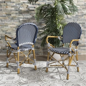 Stylish Safavieh Indoor/Outdoor Rattan Stacking Arm Chair Set