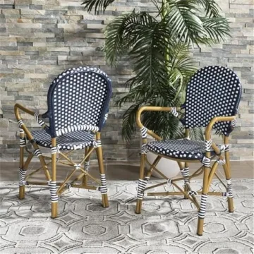 Stylish Safavieh Indoor/Outdoor Rattan Stacking Arm Chair Set