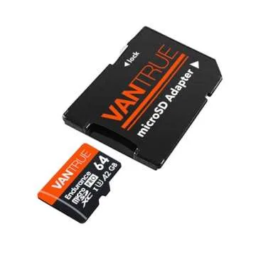 Vantrue 64GB microSD Card with Adapter, U3 UHS-I High Speed SD Card for Dash Cams & Home Security Sy...
