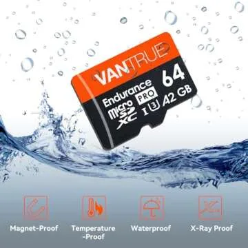 Vantrue 64GB microSD Card with Adapter, U3 UHS-I High Speed SD Card for Dash Cams & Home Security System Video Cameras