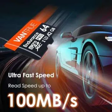 Vantrue 64GB microSD Card with Adapter, U3 UHS-I High Speed SD Card for Dash Cams & Home Security System Video Cameras