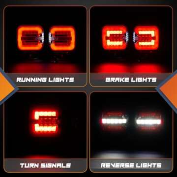 inhtgeas Wireless Trailer Lights - Magnetic Adjustable Towing Light Kit with Reverse Light