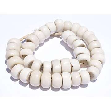TheBeadChest Polished Kenya White Bone Beads Large 21mm African Round Large Hole 25 Inch Strand Handmade