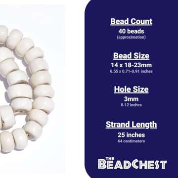 TheBeadChest Polished Kenya White Bone Beads Large 21mm African Round Large Hole 25 Inch Strand Handmade