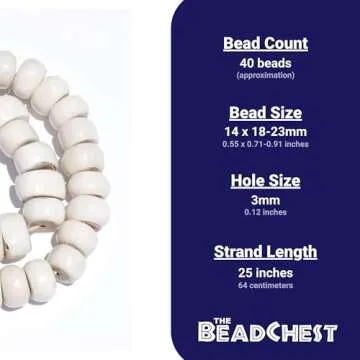 TheBeadChest Polished Kenya White Bone Beads Large 21mm African Round Large Hole 25 Inch Strand Handmade
