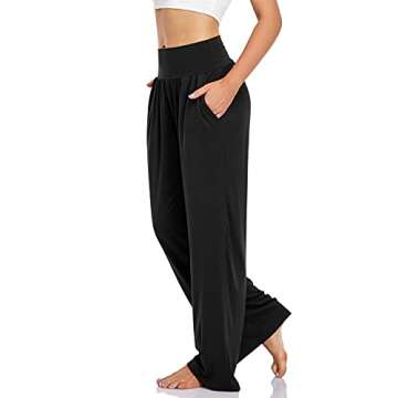 UEU Women's Wide Leg Comfy Stretch High Waist Yoga Pants - Casual Loose Fit Sweat Pants with Pockets...
