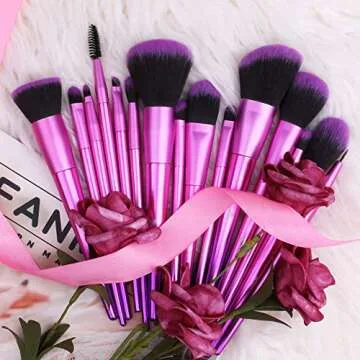 DUcare Makeup Brush Set Professional Makeup Brushes Premium Synthetic Kabuki Brush for Foundation Concealer Eye Lip Face Blending Cosmetic Kit 15Pcs (Pink)