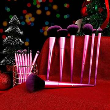 DUcare Makeup Brush Set Professional Makeup Brushes Premium Synthetic Kabuki Brush for Foundation Concealer Eye Lip Face Blending Cosmetic Kit 15Pcs (Pink)