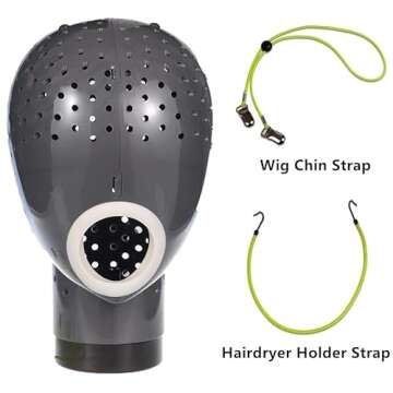 HOMEGOAL Hair Dryer Fresh Wig Head Dryer Wig Stand Wig Holder Mannequin Head, Drying Wig From Inside to Outside, Quickly, Easily, For Lace Wig Scalp Cap Net (Dark Grey)