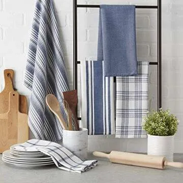 DII Stone Blue Kitchen Dishtowel Set – 5 Piece 18x28