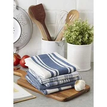 DII Stone Blue Kitchen Dishtowel Set – 5 Piece 18x28