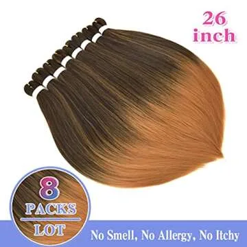 8 Pack Ombre Braiding Hair Pre Stretched - 26" 100G/Pack Premium Pre Stretched Braiding Hair Extensions, Professional Itch Free Hot Water Setting Perm Yaki Texture Prestretched Hair(1B27)