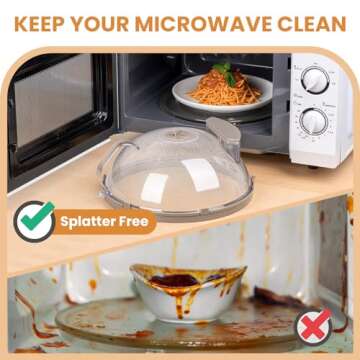 Gracenal Microwave Splatter Cover for Food, Upgraded Microwave Cover with Water Steamer, Integrated ...