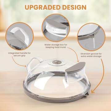 Gracenal Microwave Splatter Cover for Food, Upgraded Microwave Cover with Water Steamer, Integrated Handle, 10” Plate Covers, Splatter Guard, Kitchen Gadgets & Accessories, House Essentials for Gift